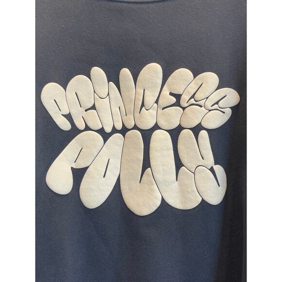 Princess Polly slate/eggshell Bubble text Dream fleece SMALL crewneck Sweatshirt - Picture 2 of 10